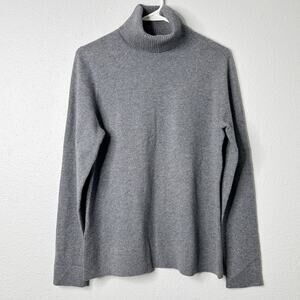 Ann Taylor Gray Cashmere Turtleneck Sweater Size Large